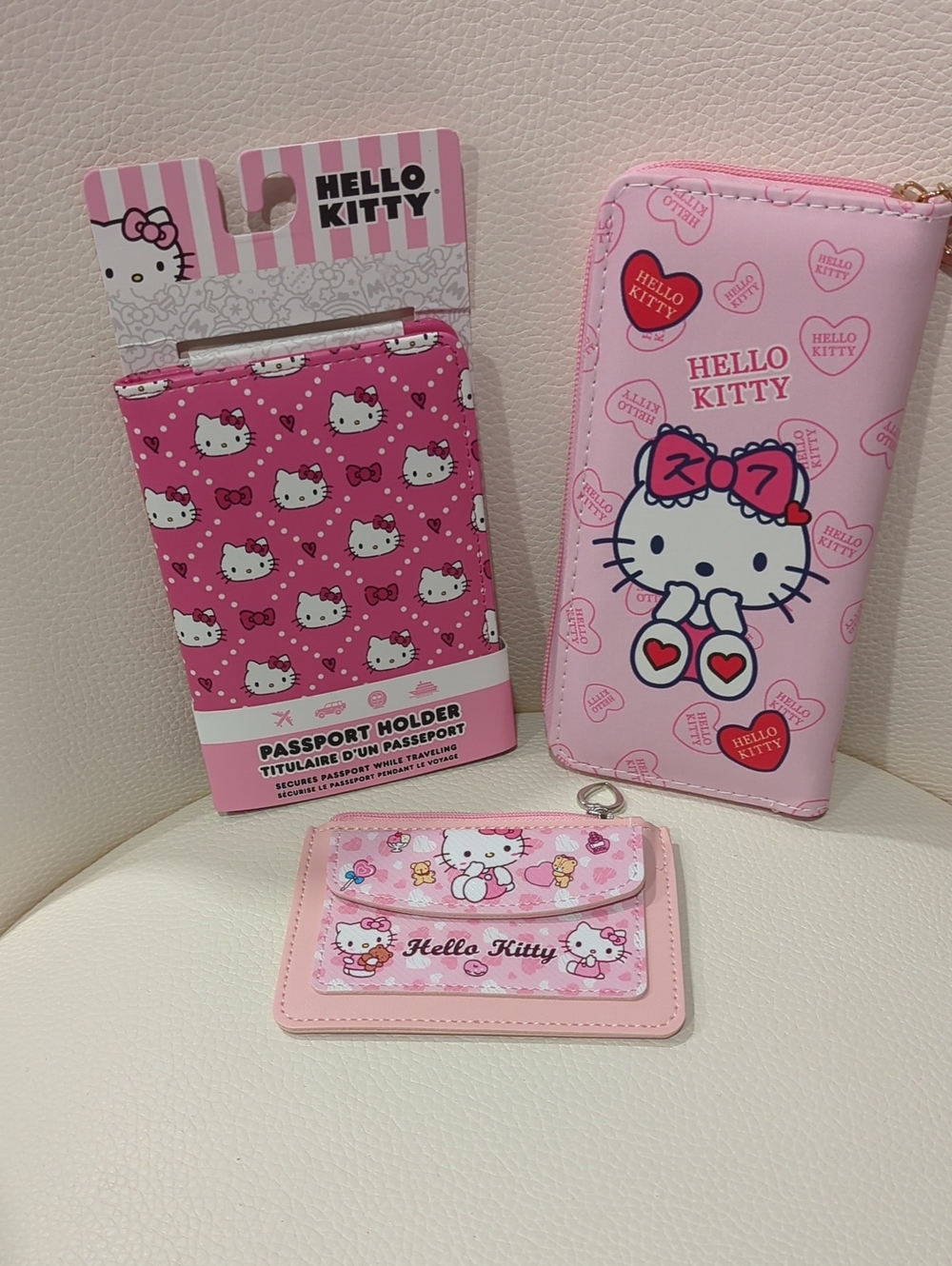 Hello Kitty Pink Travel Wallet, Passport Cover & Card Pouch Set
